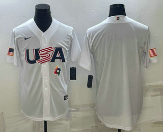 Mens USA Baseball 2023 White World Baseball Blank Classic Replica Stitched Jersey
